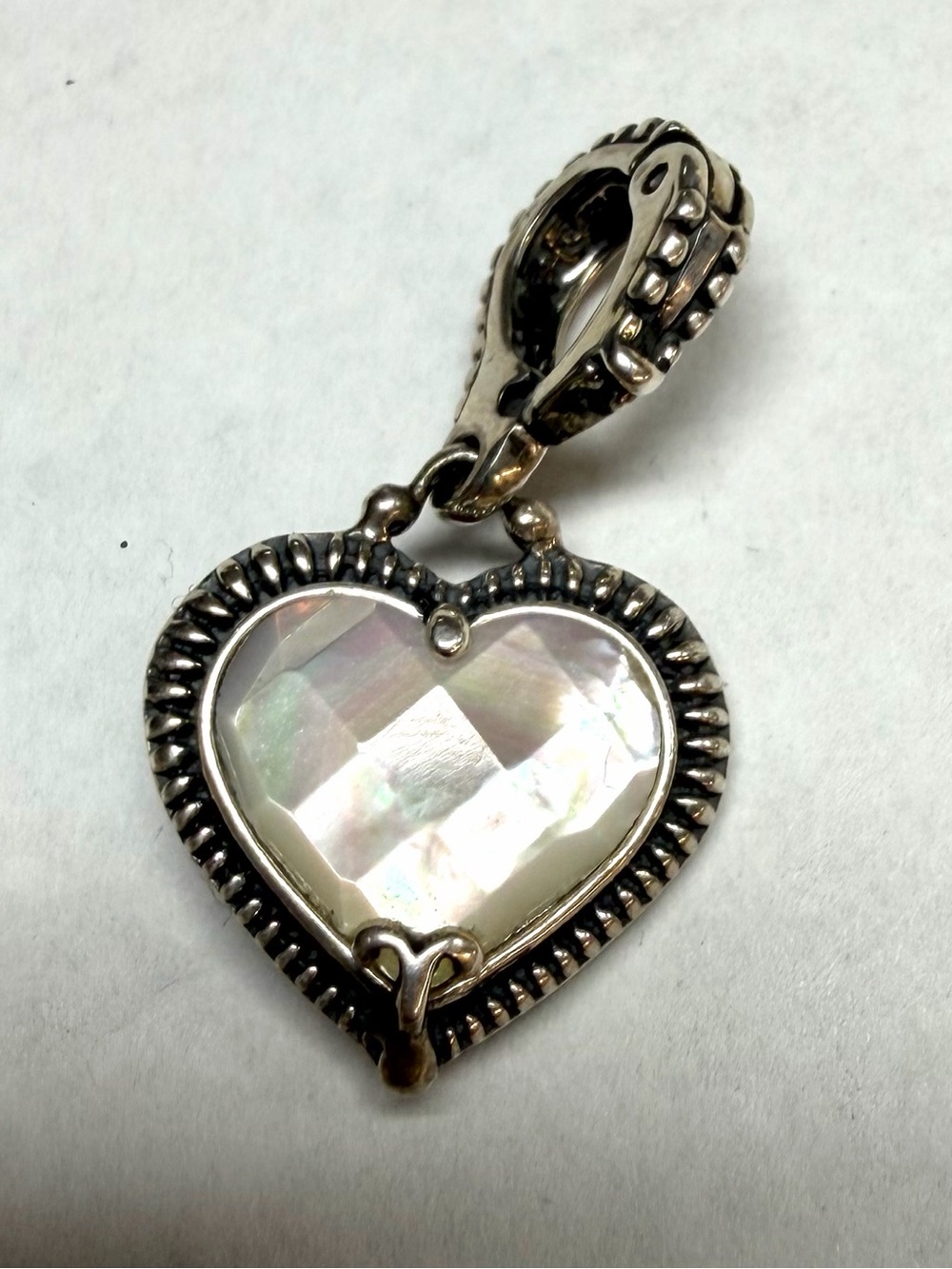 Carolyn Pollack Sterling Silver Mother of Pearl & Coral Reversible Heart Pendant